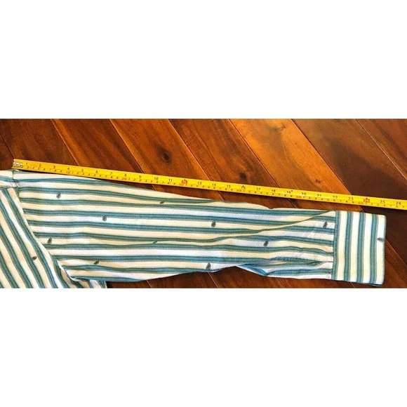 Nick (It) It Men's L Green Paisley Striped Long Sleeve Button Down Shirt - Picture 8 of 15